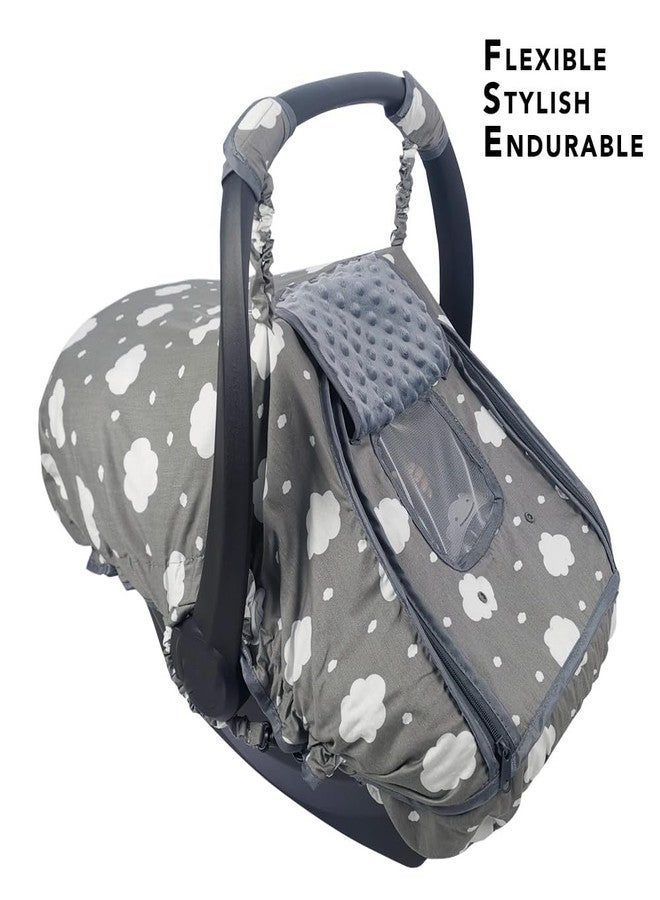 DODO NICI Carseat Cover for Baby, Baby car seat Covers for Infant car seat, Baby Carrier Cover Canopy, Window in Door Open, 2 Layers, Grey Cloud, felxible Connection; - Image 3